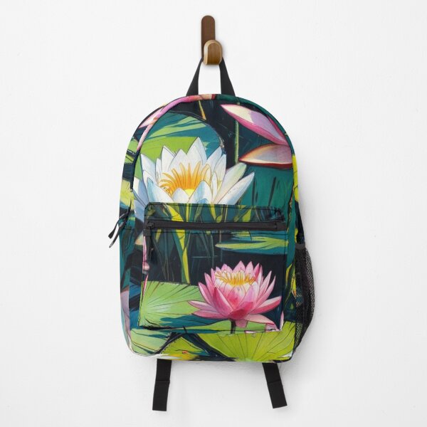 Item preview, Watercolor Lotus Flowers on Lily Pads Pond Artwork designed and sold by Uniquely Yours.