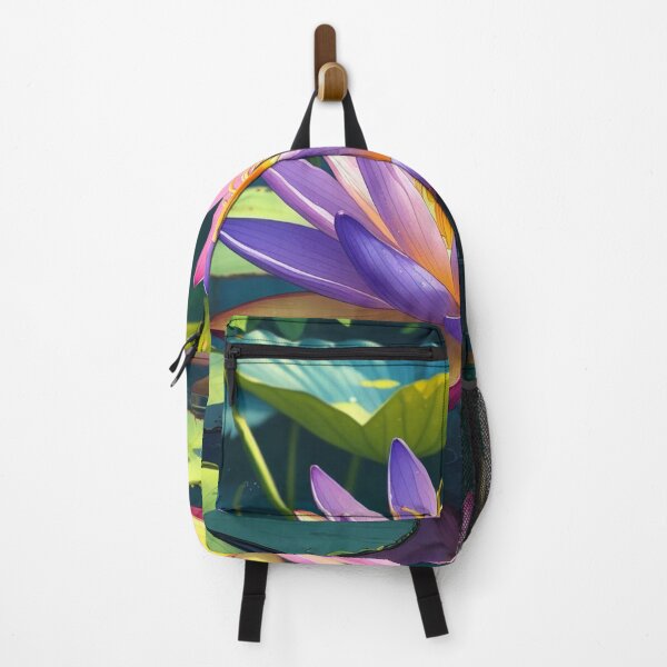 Item preview, Vibrant Purple and Yellow Lotus Flower on Water Lily Pond designed and sold by Uniquely Yours.