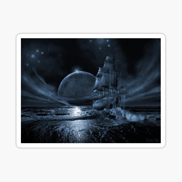 Ghost ship series: Full moon rising Sticker