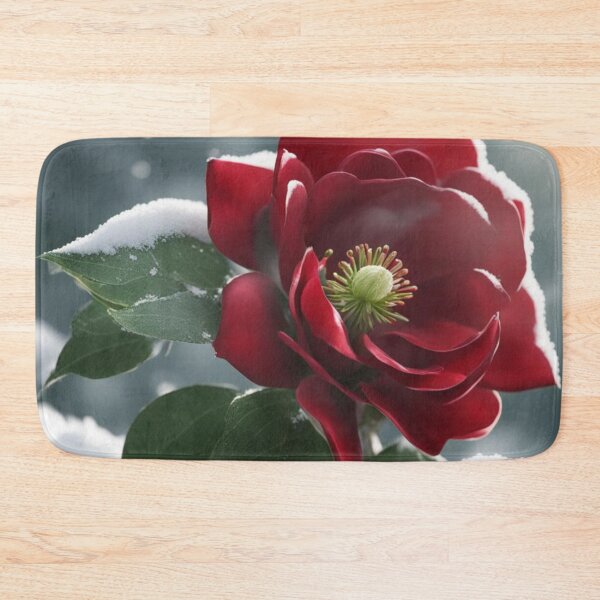 Item preview, Red Winter Rose Blooming in Snow Artwork designed and sold by Uniquely Yours.