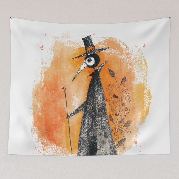 Item preview, Whimsical Plague Doctor Crow Illustration – Quirky Gothic Halloween Art designed and sold by dawnleblanc55.