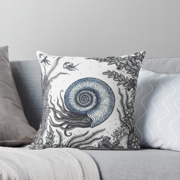 Item preview, Ancient swimming ammonite illustration designed and sold by FibiArtInc.