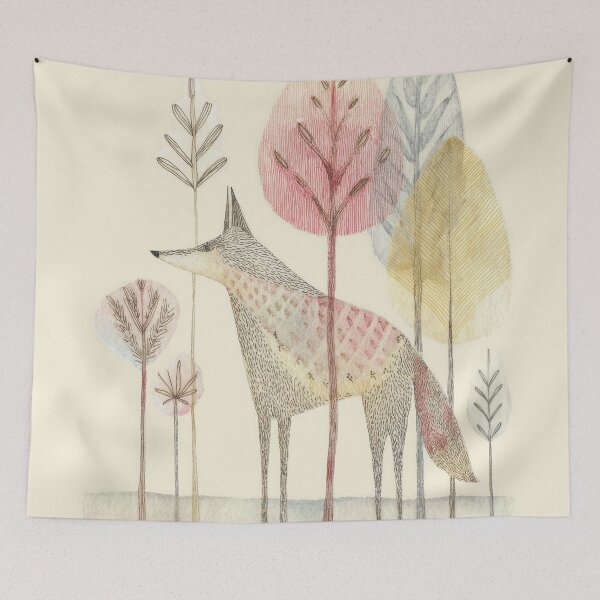 Item preview, Whimsical Fox in Watercolor Forest – Minimalist Woodland Illustration designed and sold by dawnleblanc55.