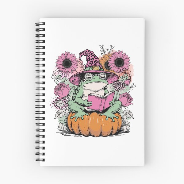 Item preview, Frog Reading on Pumpkin – Pink Fall Book Lover, Cute Cottagecore Autumn Frog Design designed and sold by BeaverFriends.
