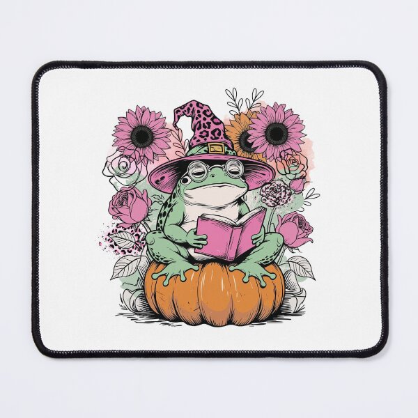 Item preview, Frog Reading on Pumpkin – Pink Fall Book Lover, Cute Cottagecore Autumn Frog Design designed and sold by BeaverFriends.