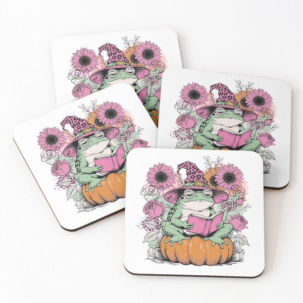 Item preview, Frog Reading on Pumpkin – Pink Fall Book Lover, Cute Cottagecore Autumn Frog Design designed and sold by BeaverFriends.