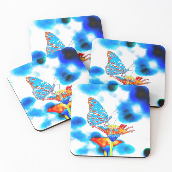 Item preview, Orange and Blue Butterfly Zinnia Art Photo designed and sold by PhotoArtbyGrace.