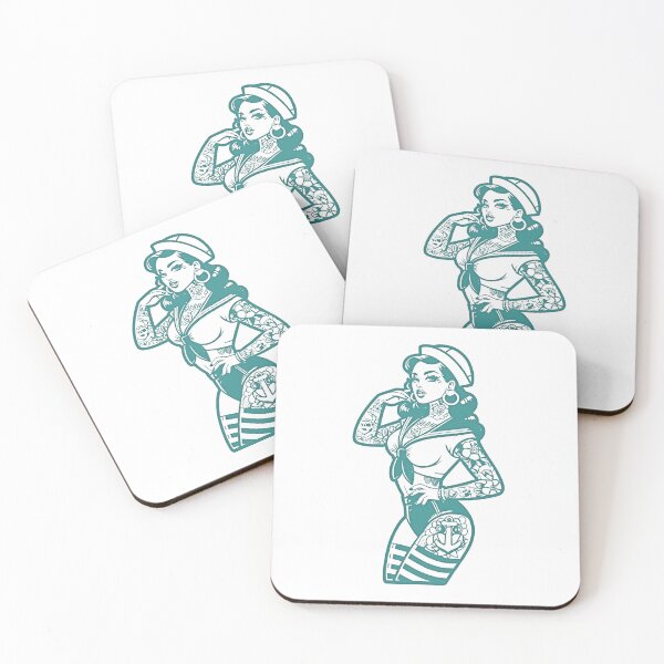 Item preview, Sea (Teal) Sailor Pin-Up Girl Rockabilly Tattoo Sticker designed and sold by PinUpPizzazz.