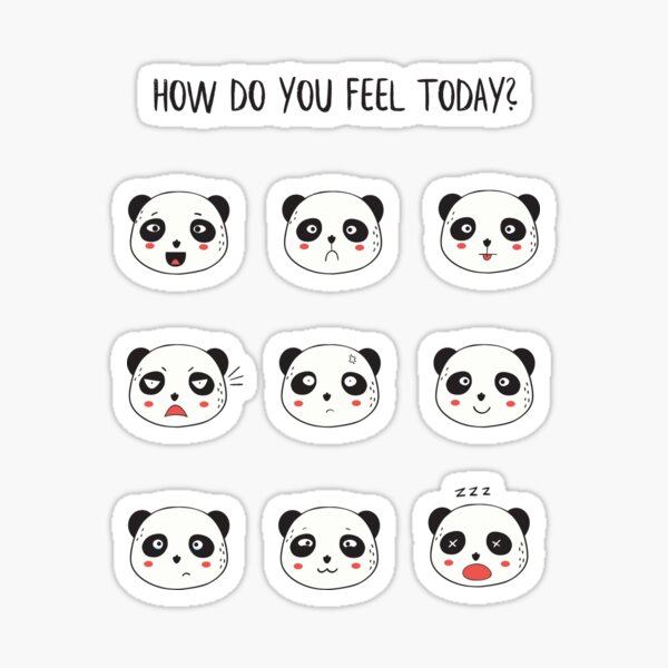 "How do you feel today? Panda emoji" Sticker by KatKatArt Redbubble