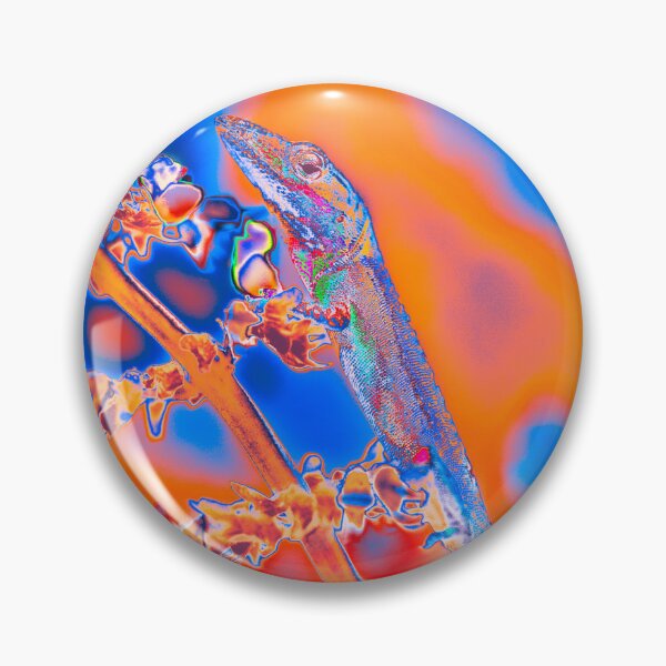 Item preview, Orange and Blue Color Lizard on Wildflower designed and sold by PhotoArtbyGrace.