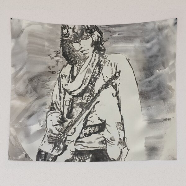 Item preview, Keith Richards, dear Keef, a black and white ink drawing designed and sold by Art by Fruitcake.