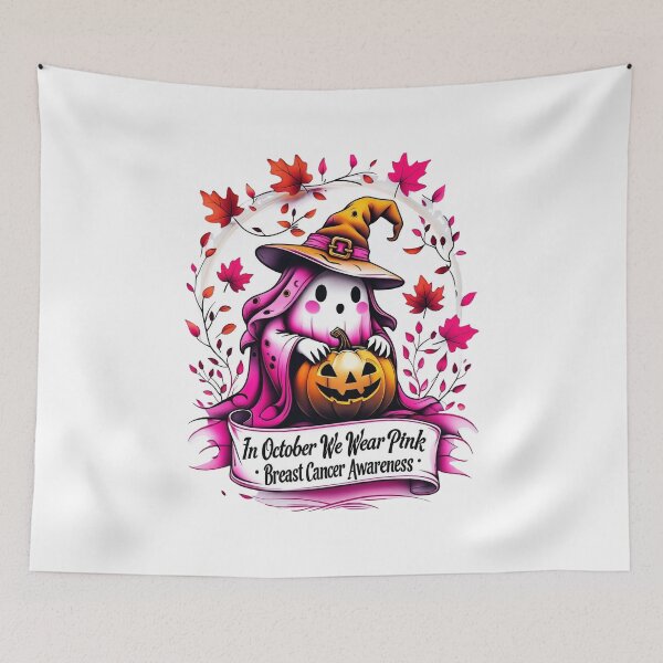 Item preview, Ghost in Hat with Pumpkin Pink Awareness Shirt for Fall designed and sold by EagleQuest.