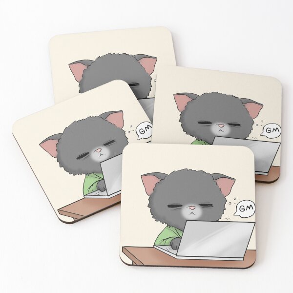 Item preview, Fuzzy Sleepy Cat Starting Work in the Morning Cute and Funny Animal Art designed and sold by Amy Caves.