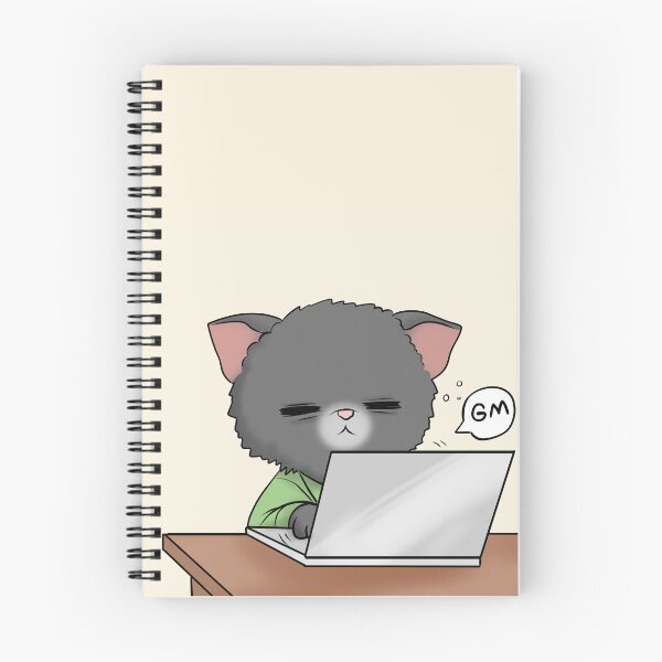 Item preview, Fuzzy Sleepy Cat Starting Work in the Morning Cute and Funny Animal Art designed and sold by Amy Caves.