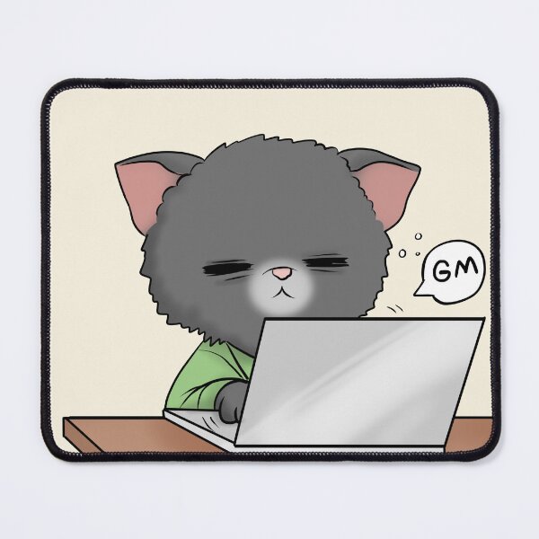 Item preview, Fuzzy Sleepy Cat Starting Work in the Morning Cute and Funny Animal Art designed and sold by Amy Caves.