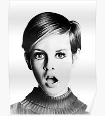 Twiggy black and white portrait Poster
