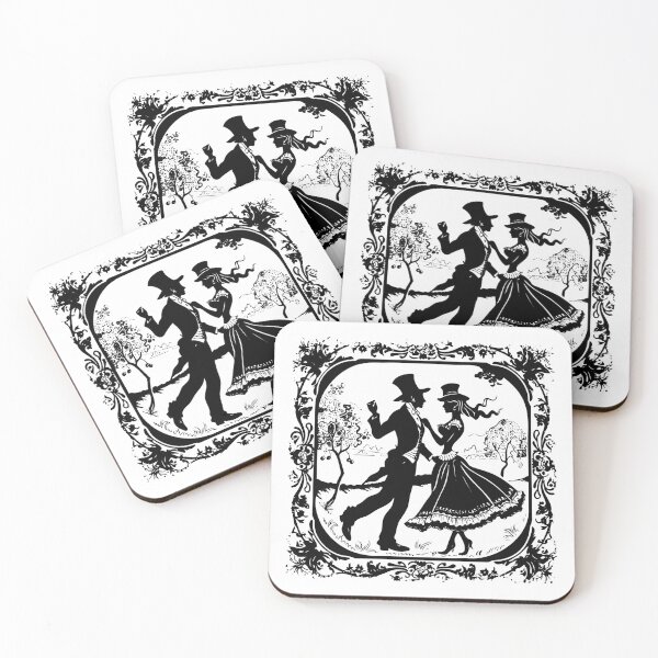 Item preview, Victorian Couple Dancing Silhouette – Romantic Vintage Black and White Art designed and sold by inkoutninja.