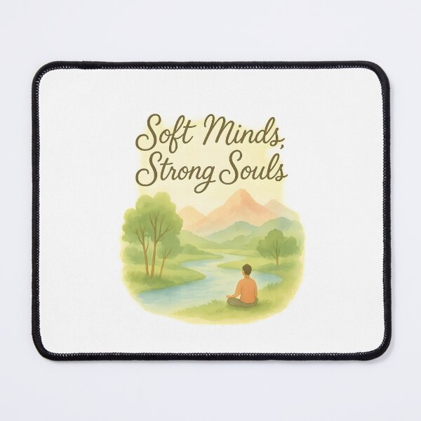 Item preview, Mindfulness Nature Quote – Soft Minds Strong Souls Peaceful River Art designed and sold by Dream Vibe.