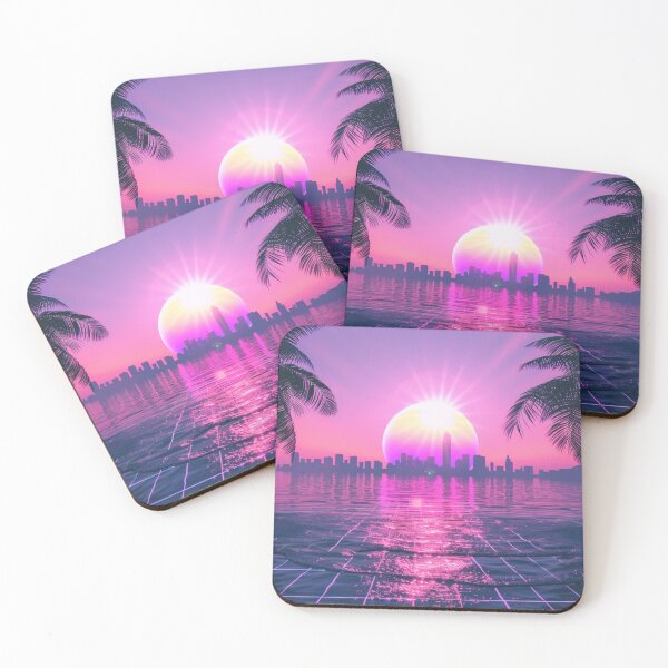 Item preview, Neon Sunset Cityscape – Retro Futurism Vaporwave Art designed and sold by MooDigitalArt.