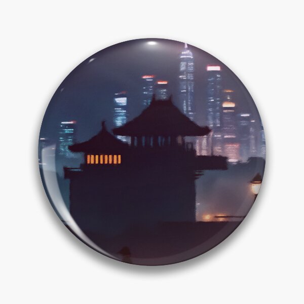 Item preview, Dreamy Cyberpunk Cityscape - Ancient Temples at Night designed and sold by Zeph1.