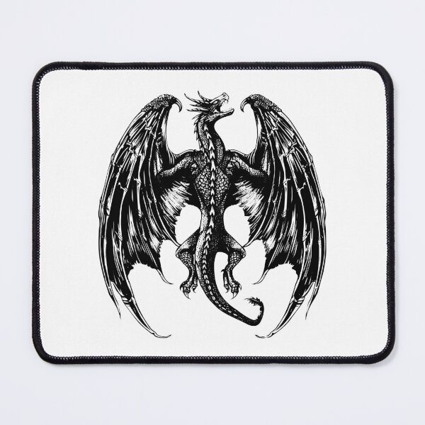 Item preview, Roaring Dragon with Wings – Black and White Fantasy Creature Illustration designed and sold by inkoutninja.