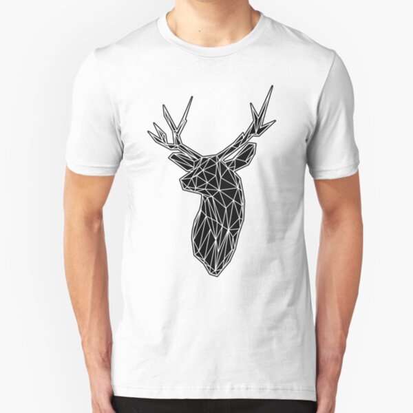 White Lines Stag Trophey Head Slim Fit T-Shirt