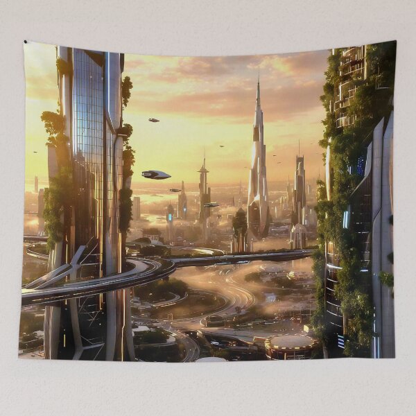 Item preview, Ethereal Cityscape at Sunset designed and sold by ArtBarnes.