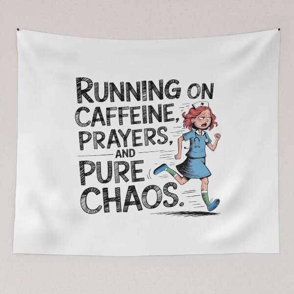 Item preview,  Running on Caffeine, Prayers and Pure Chaos | Funny Student Nurse designed and sold by CuteDesignables.