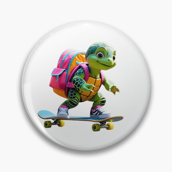 Item preview, Cute Turtle with Backpack on Skateboard – Fun Animal Illustration designed and sold by BGHoneyPrints.