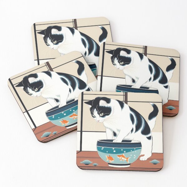 Item preview, Playful Cat and Goldfish in a Traditional Japanese Room Scene designed and sold by LEO'S CREATURE　れおずくりーちゃー.
