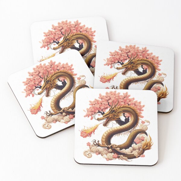 Item preview, golden chinese dragon breathing fire in spring with sakura tree,Legendary Animals,Dragons Breathing Fire Phone Cases,dragon art designed and sold by Expressions-Sel.