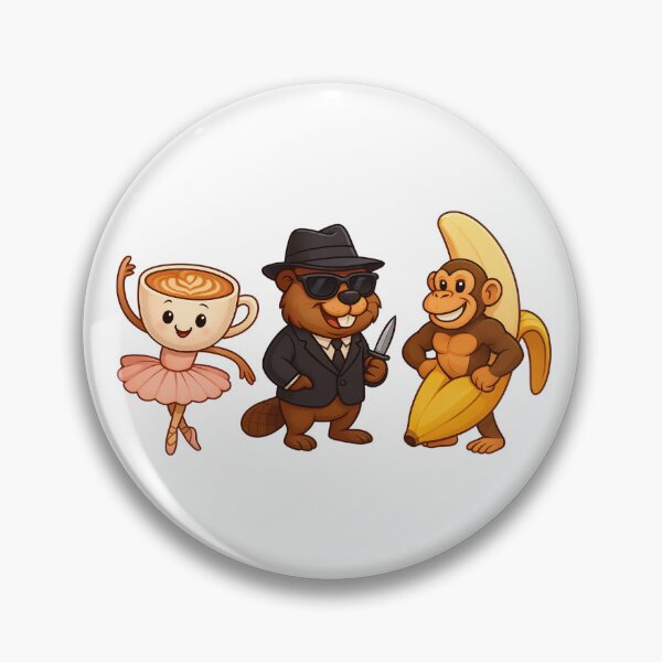 Item preview, Whimsical Cartoon Heroes – Ballerina Cappuccina, Bobrito Bandito & Chimpanzini Bananini designed and sold by SpaceartLilu.