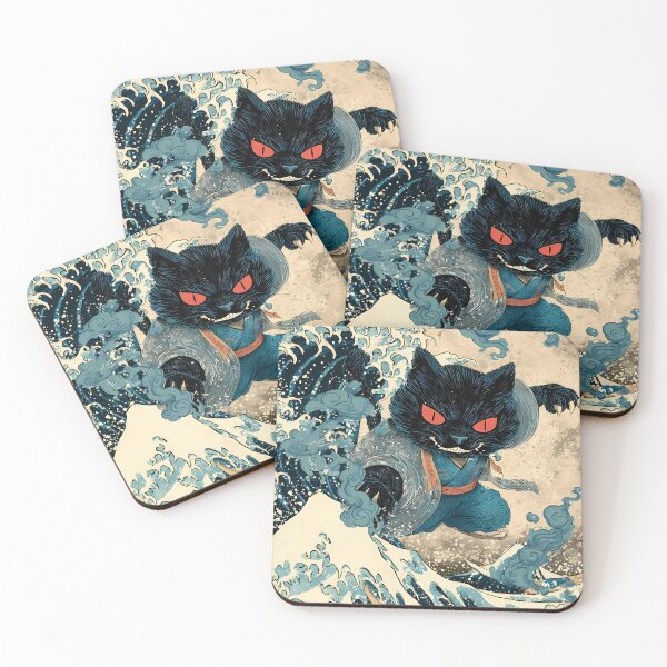 Item preview, Black Cat Surging Through Waves designed and sold by Cat-Wave-Dream.