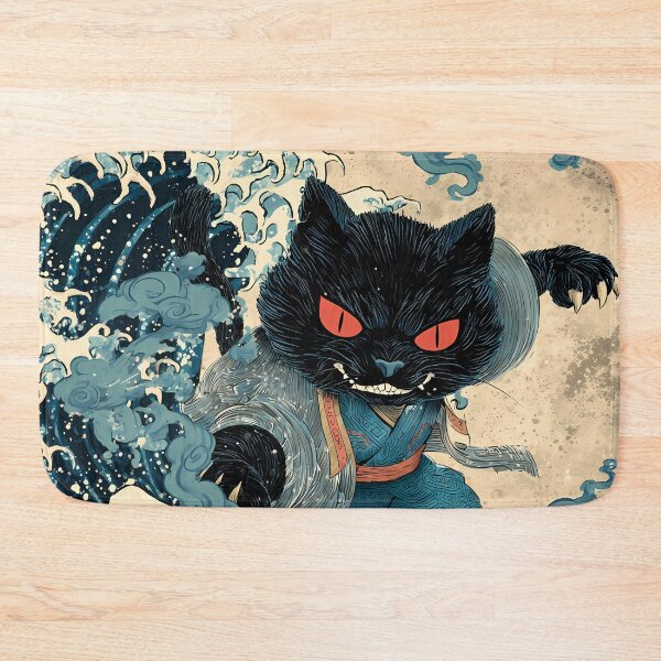 Item preview, Black Cat Surging Through Waves designed and sold by Cat-Wave-Dream.