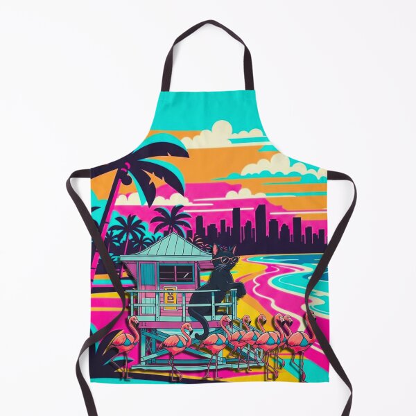 Item preview, Miami Nights – Cool Cat & Flamingos T-Shirt designed and sold by JP's Print Lab.