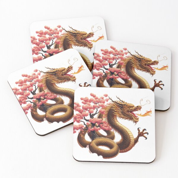 Item preview, golden chinese dragon breathing fire in spring with pink sakura tree,Legendary Animals,Dragons Breathing Fire Phone Cases,dragon art designed and sold by Expressions-Sel.
