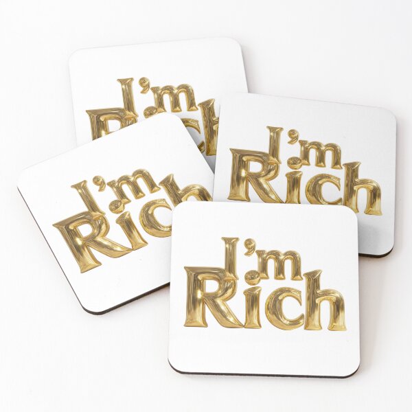 Item preview, I’m Rich Gold Typography – Luxury Metallic 3D Text Art designed and sold by MooDigitalArt.