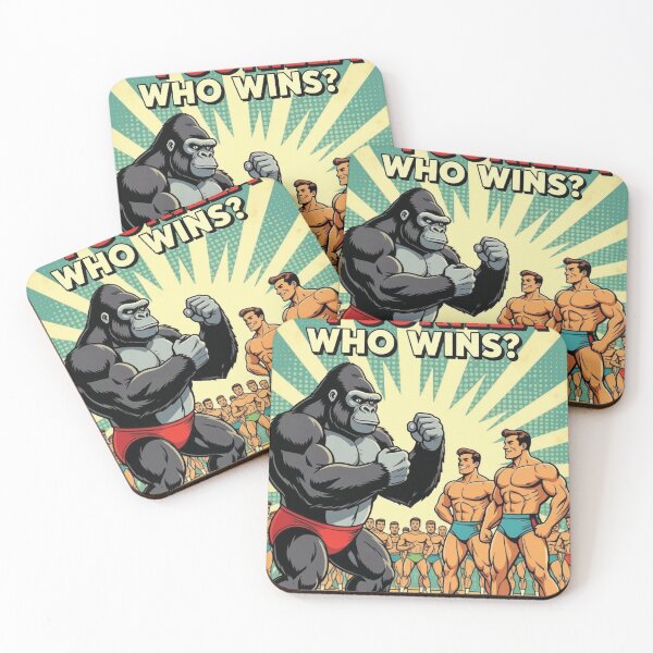 Item preview, 100 Men vs 1 Gorilla | Who Wins? | Funny Viral Meme Comic Poster designed and sold by Feline Rockstars.