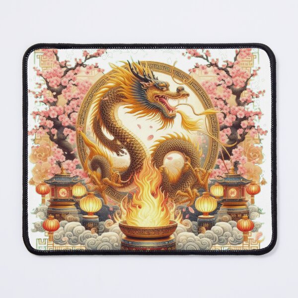 Item preview, golden chinese dragon breathing fire in spring with pink sakura tree,Legendary Animals,Dragons Breathing Fire Phone Cases,dragon art designed and sold by Expressions-Sel.
