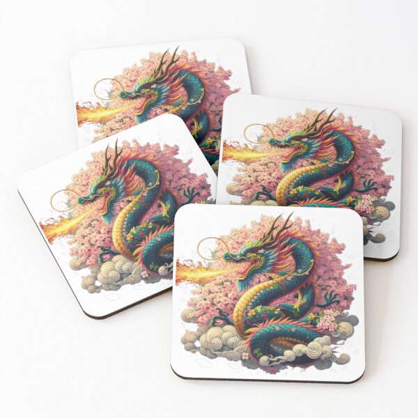 Item preview, colorful chinese dragon breathing fire in spring with pink sakura in the clouds,Legendary Animals,Dragons Breathing Fire Phone Cases,dragon art designed and sold by Expressions-Sel.