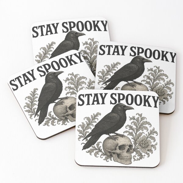 Item preview, Halloween raven perched on human skull with ornate floral design, AI generated designed and sold by dvoevnore.