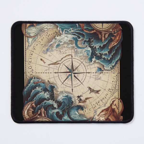 Item preview, Ancient Fantasy Nautical Map with Creatures designed and sold by Shop9999.