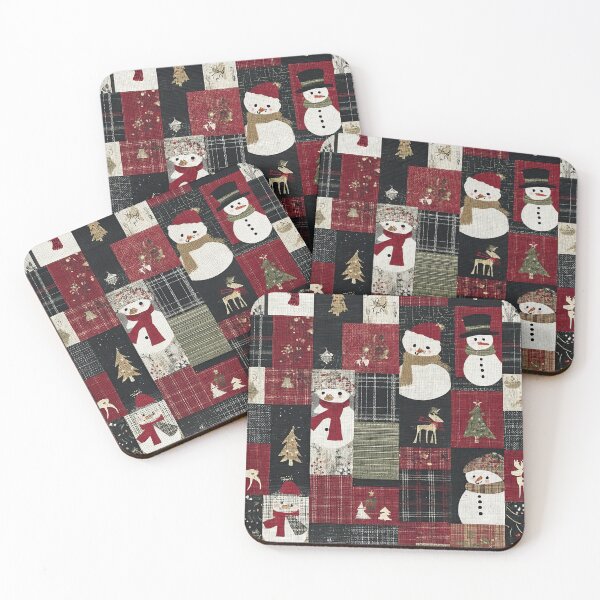 Item preview, Christmas patchwork with reindeer trees and snowmen designed and sold by Piotrek0001.