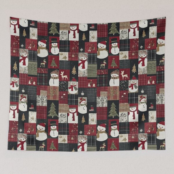 Item preview, Christmas patchwork with reindeer trees and snowmen designed and sold by Piotrek0001.