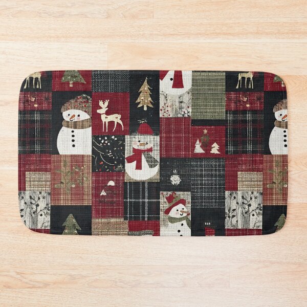 Item preview, Christmas patchwork with reindeer trees and snowmen designed and sold by Piotrek0001.
