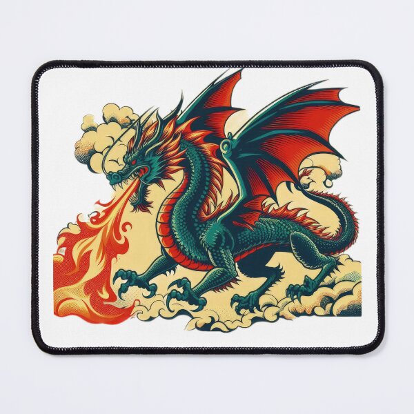 Item preview, vintage dark green dragon with red wings breathing fire in the clouds,Legendary Animals,Dragons Breathing Fire Phone Cases,dragon art designed and sold by Expressions-Sel.