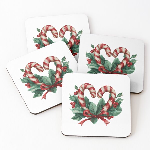 Item preview, Candy Cane Heart. Christmas Watercolor Illustration with Holly and Bow designed and sold by Anastasiia Yurevych.