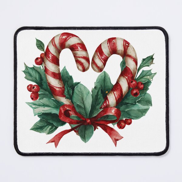 Item preview, Candy Cane Heart. Christmas Watercolor Illustration with Holly and Bow designed and sold by Anastasiia Yurevych.