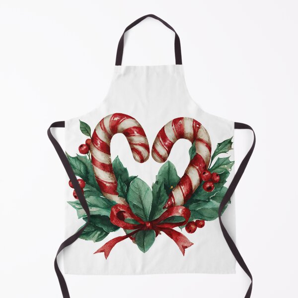 Item preview, Candy Cane Heart. Christmas Watercolor Illustration with Holly and Bow designed and sold by Anastasiia Yurevych.