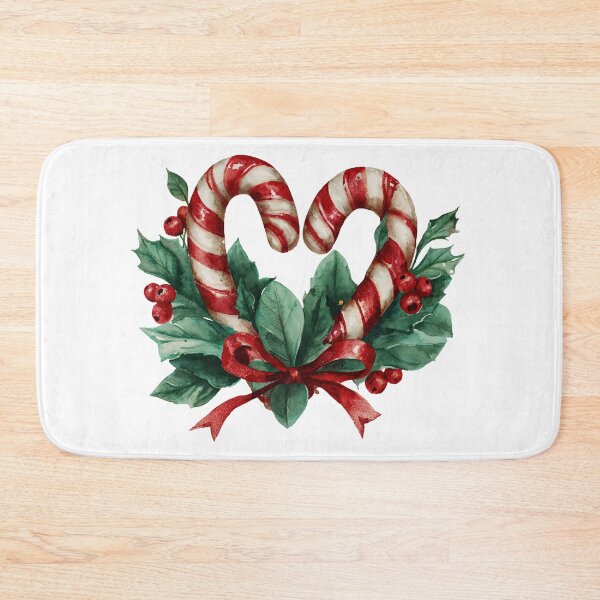 Item preview, Candy Cane Heart. Christmas Watercolor Illustration with Holly and Bow designed and sold by Anastasiia Yurevych.